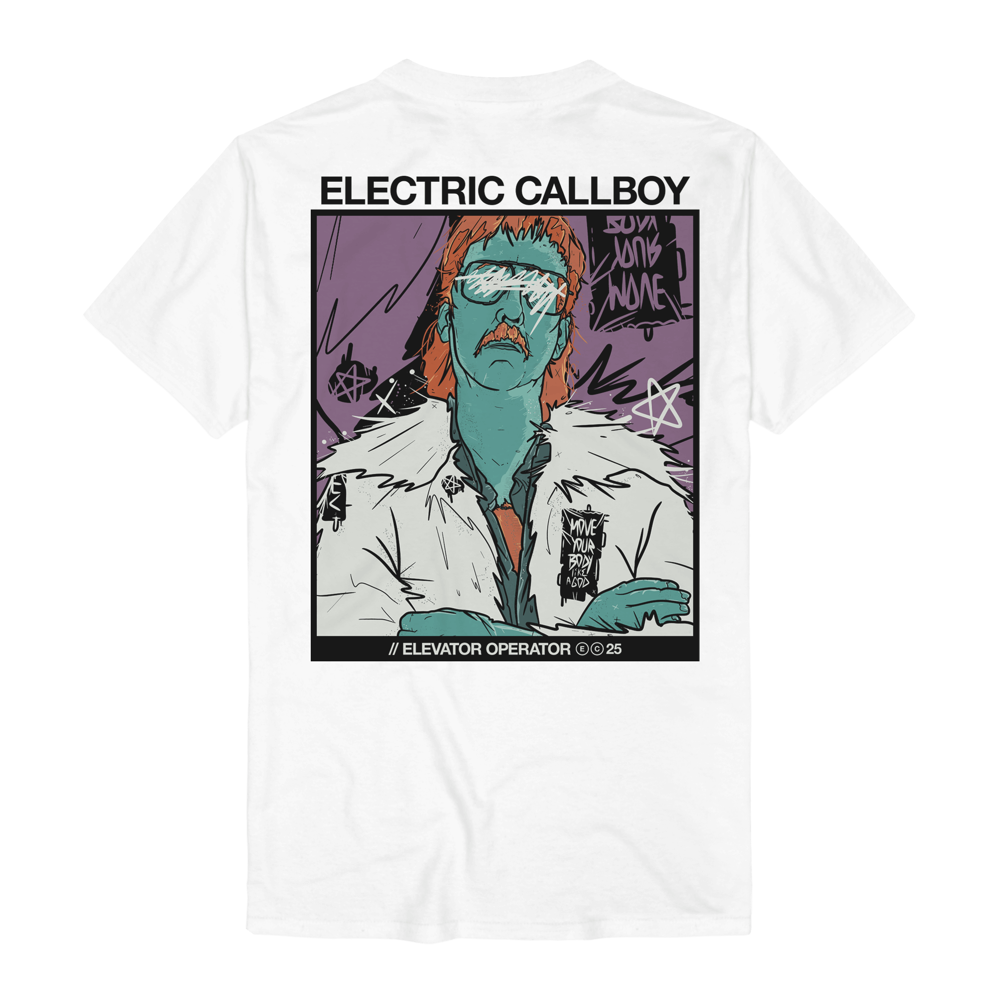 Electric Callboy - White Elevator Operator Scratch T-Shirt